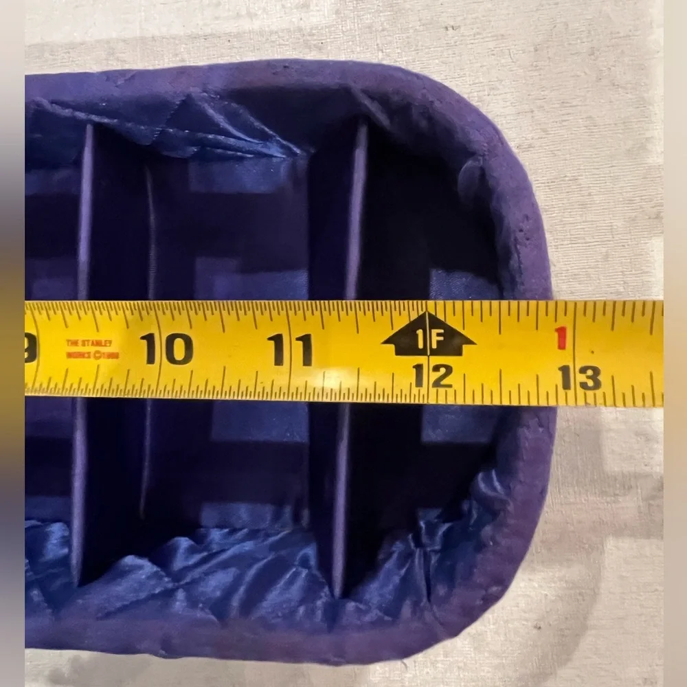 Vintage purpley-blue satin quilted drawer organizer. So retro!